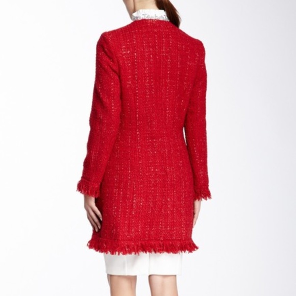 NWT Vertigo Paris Tweed Fringe Red Coat size XS $360 - Picture 3 of 8